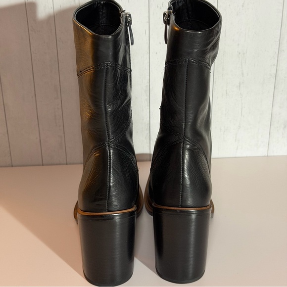 FRANCO SARTO Womens Leather Block Heel Mid Calf Boots 7.5 Black Stylish Like New - Picture 5 of 11